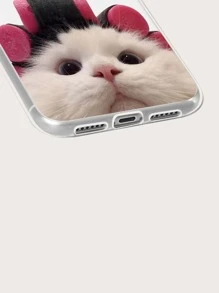 可愛貓透明手機殼 - 無色 - 查看 4