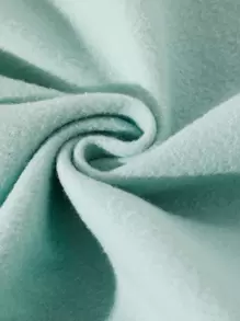 Flirla Plus Letter Graphic Kangaroo Pocket Drawstring Thermal Hoodie - Mint Green - View 3