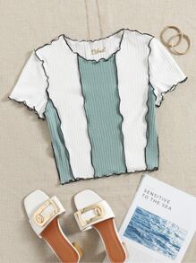 Muchica T-Shirt mit gekräuseltem Saum und Farbblock