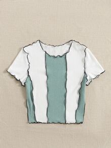 Muchica T-Shirt mit gekräuseltem Saum und Farbblock