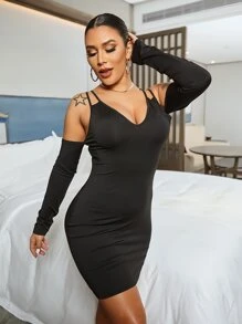 SHEIN Privé Vestido ajustado de hombros descubiertos