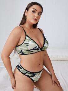 大碼迷彩圖案內衣套裝 - 彩色 - 查看 4