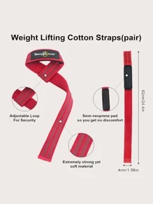 1pair Weighting Lifting Straps - Red - View 4