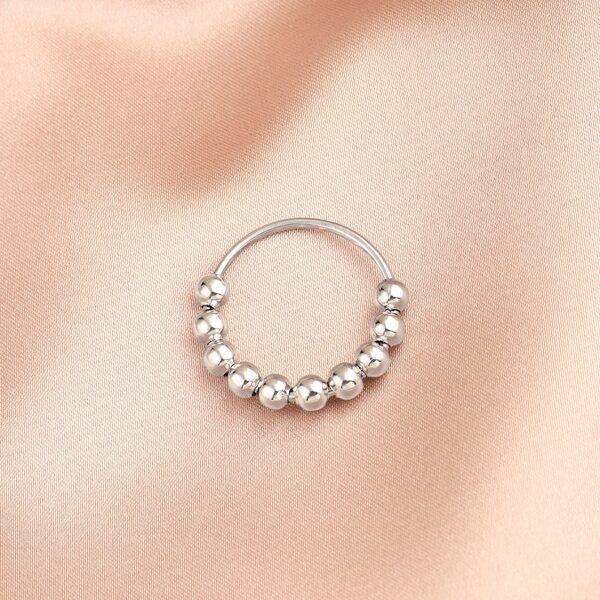 

Metal Bead Decor Ring, Silver