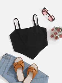 SHEIN Teen Girls Asymmetrical Hem Cami Top - Black - View 1