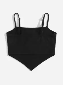 SHEIN Teen Girls Asymmetrical Hem Cami Top - Black - View 2