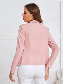 SHEIN Privé Shawl Collar Solid Blazer In Fall/Winter - Baby Pink - View 2