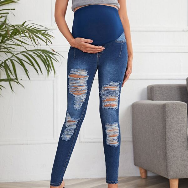 

Maternity Ripped Skinny Jeans, Medium wash