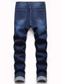 ROMWE MEN Jeans desgarro - Azul lavado oscuro - Ver 2