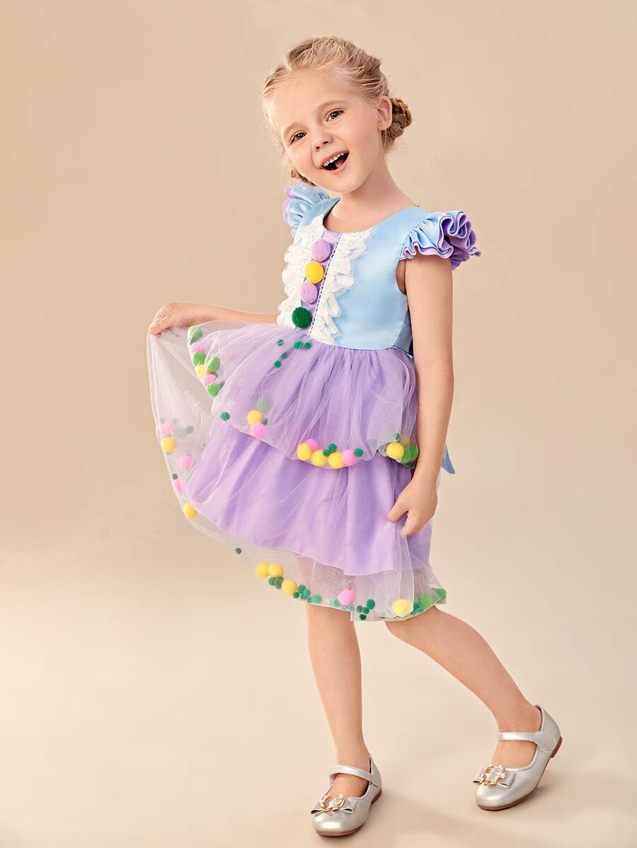 小女童大蝴蝶結多層下擺洋裝