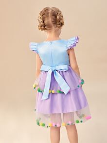 小女童大蝴蝶結多層下擺洋裝