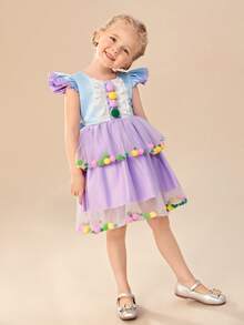 小女童大蝴蝶結多層下擺洋裝