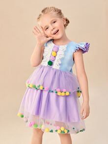 小女童大蝴蝶結多層下擺洋裝