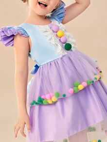 小女童大蝴蝶結多層下擺洋裝