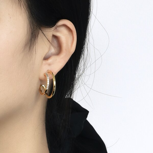 

18K Gold Plated Zircon Decor Earrings