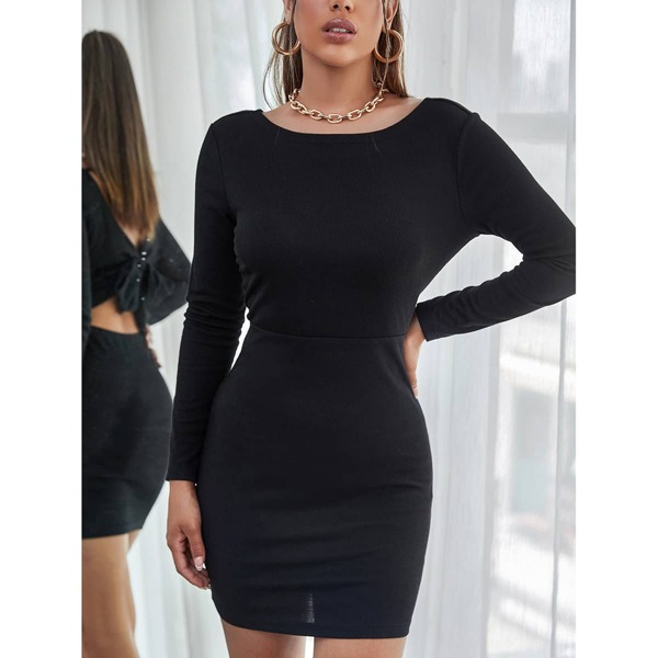 

Knot Back Bodycon Dress, Black
