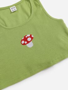 SHEIN Tween Girls 2 Packs Mushroom Embroidery Tank Top - Multicolor - View 4