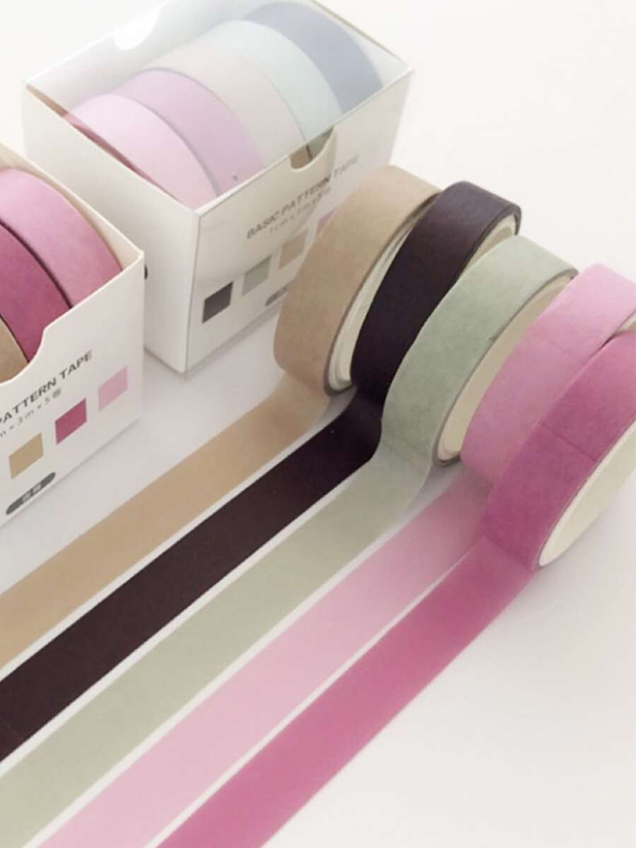 5rolls Solid Color Washi Tape - Multicolor - View 1