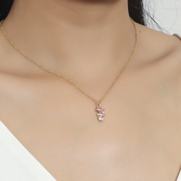 

18K Gold Plated Zircon Detail Pendant Necklace