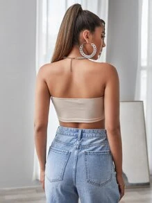 Allurite Áo nữ Sò điệp màu trơn Gợi cảm - Màu be - Xem 2