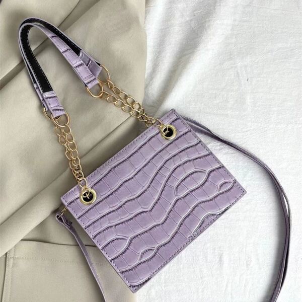 

Minimalist Croc Decor Shoulder Bag, Purple