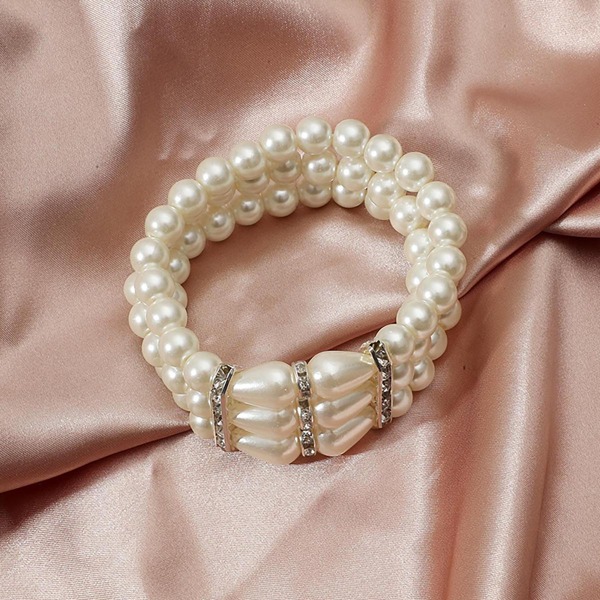 

Faux Pearl Decor Layered Bracelet, Beige