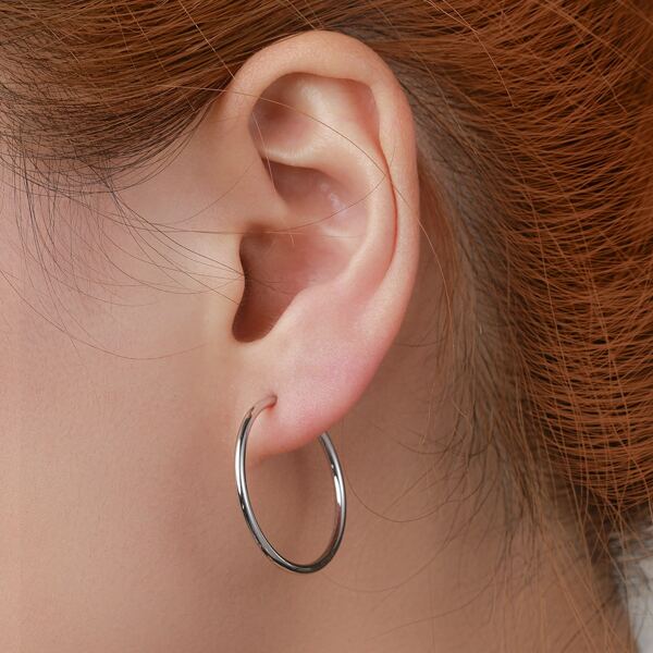 

Gold Plated Minimalist Hoop Earrings, Silver