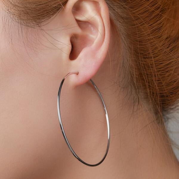 

Gold Plated Minimalist Hoop Earrings, Silver