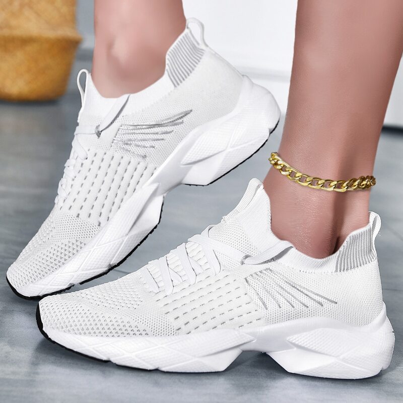 

Knit Hollow Out Running Shoes, White