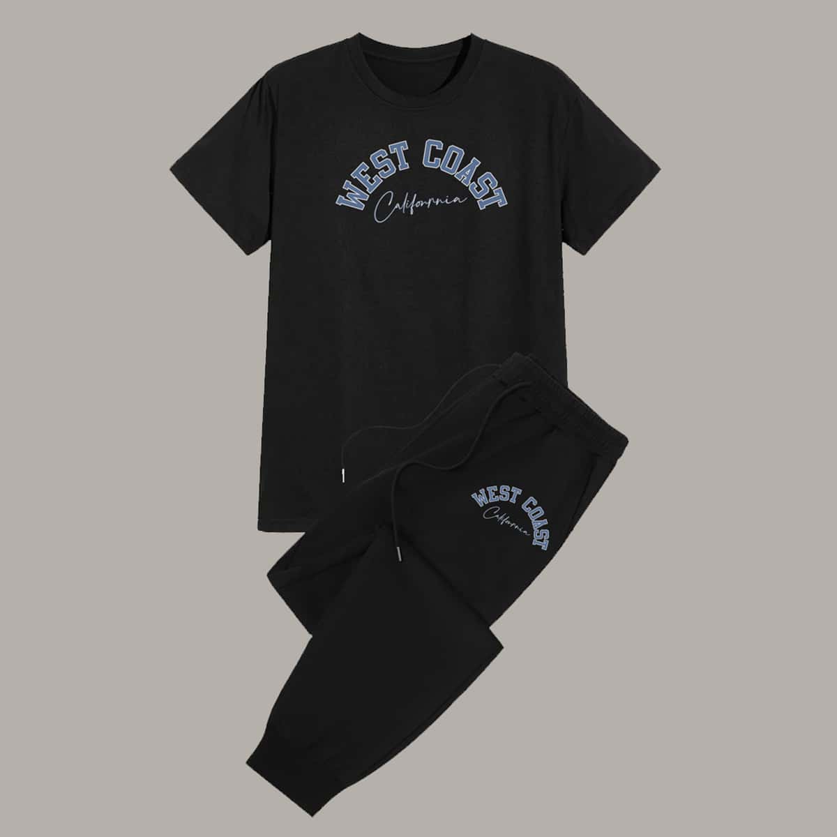 

Guys Letter Graphic Tee & Drawstring Sweatpants, Black