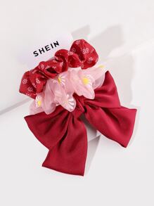 SHEIN 3pcs Bow Knot Decor Hair Accessory - Red - View 5
