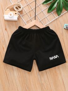 SHEIN 男童两件装字母图案运动短裤