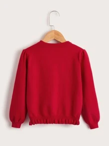 SHEIN Niñitas Jersey bajo con fruncido con corazón - Rojo - Ver 2