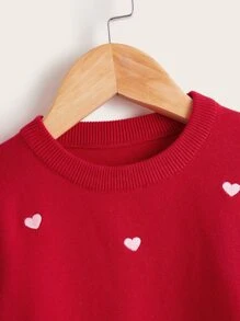 SHEIN Niñitas Jersey bajo con fruncido con corazón - Rojo - Ver 4