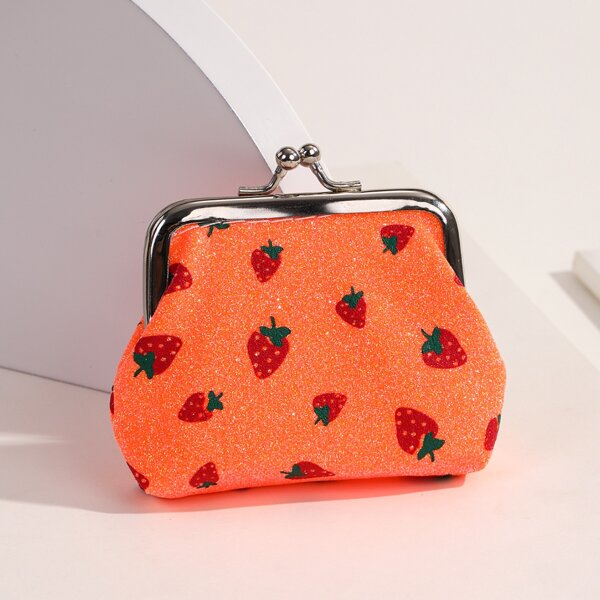 

Strawberry Pattern Kiss Lock Coin Case, Orange