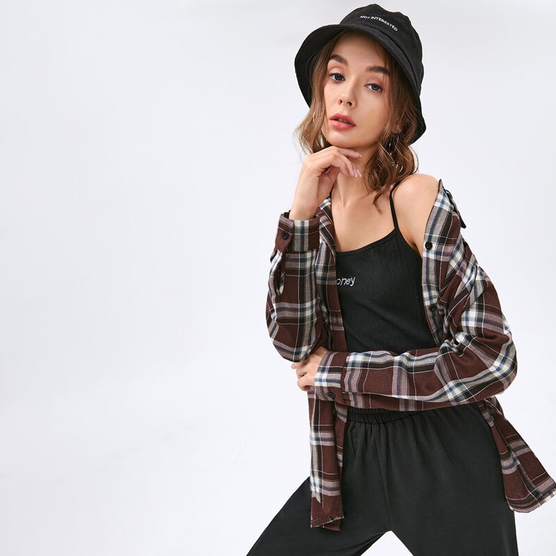 

Plaid Button Front Blouse, Multicolor