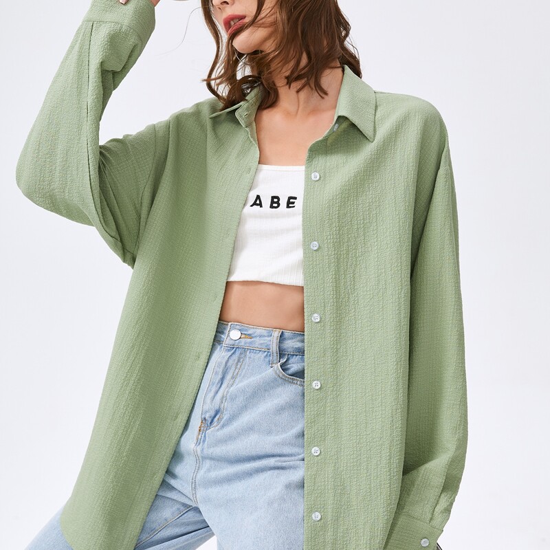 

Solid Button Front Blouse, Mint green