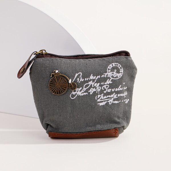 

Metal Decor Letter Graphic Coin Case, Grey