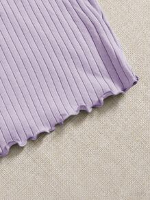 SHEIN EZwear Summer Outfits 4pcs Lettuce Trim Rib Knit Tee - Multicolor - View 4