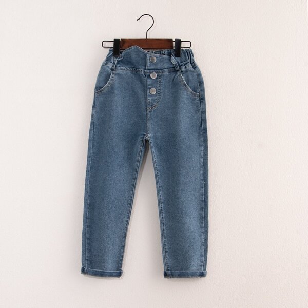 

Toddler Girls Single Breasted Jeans, Medium wash