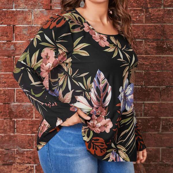

Plus Floral Print Blouse, Multicolor