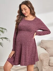 Maternity Ribbed Knit Lounge Dress