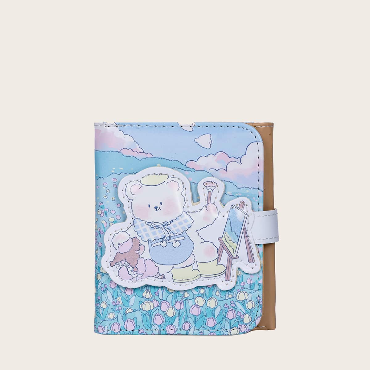 

Cartoon Graphic Fold Over Purse, Baby blue