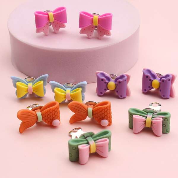

10pcs Toddler Girls Bow Decor Ear Cuff, Multicolor