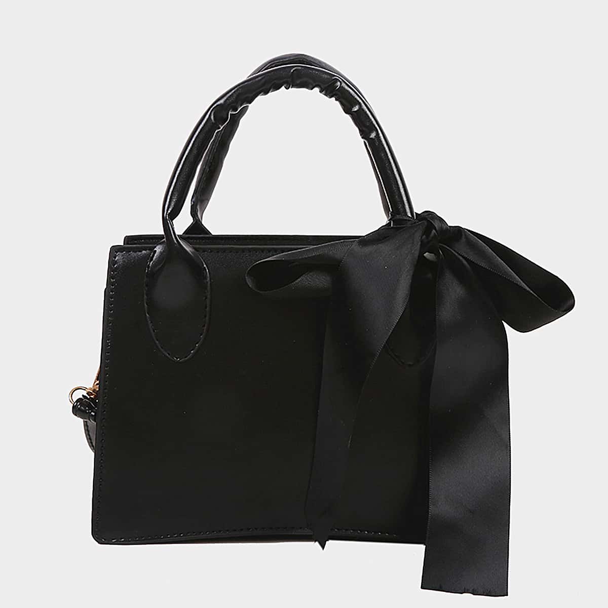 

Bow Decor Satchel Bag, Black