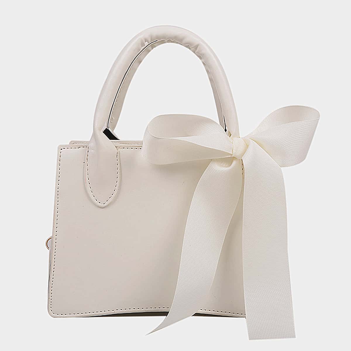 

Bow Decor Satchel Bag, White
