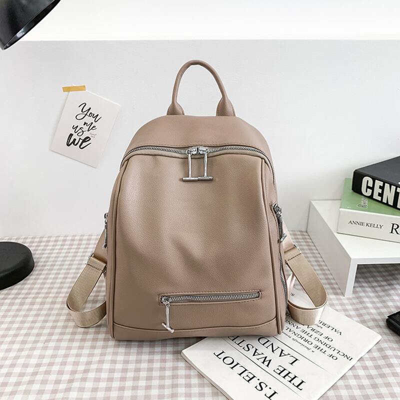 

Minimalist Zipper Front Backpack, Khaki