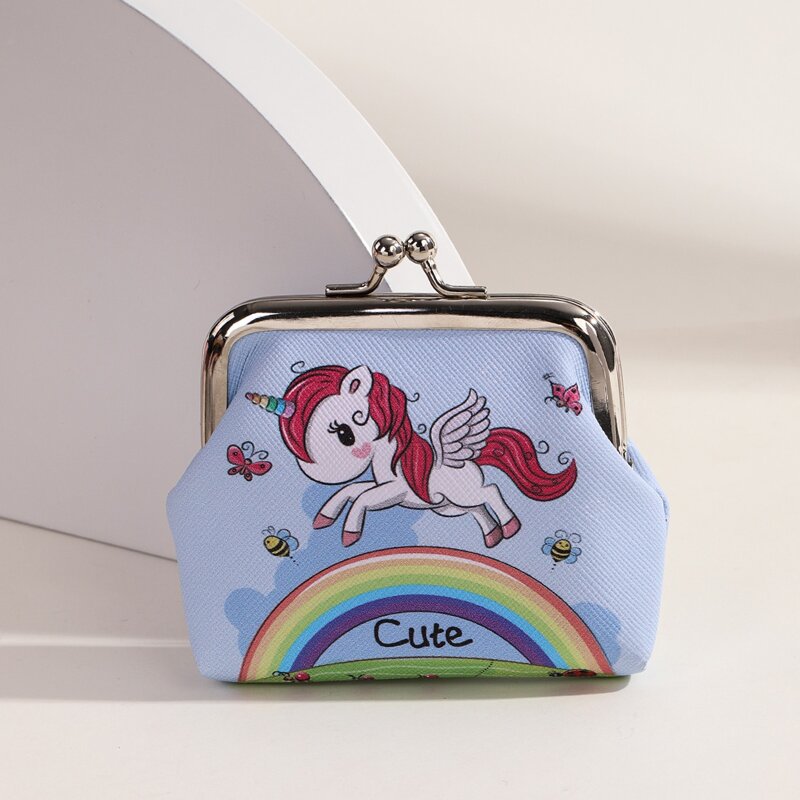

Mini Cartoon Print Kiss Lock Coin Case, Blue