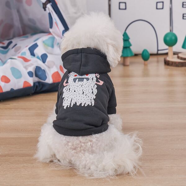 

Cartoon Graphic Pet Hoodie, Black