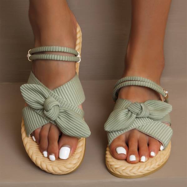 

Bow Decor Slingback Sandals, Green